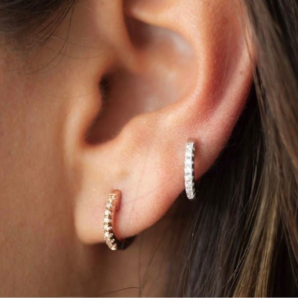 Gold Small Huggie Hoop Earrings - Picture 4 of 6